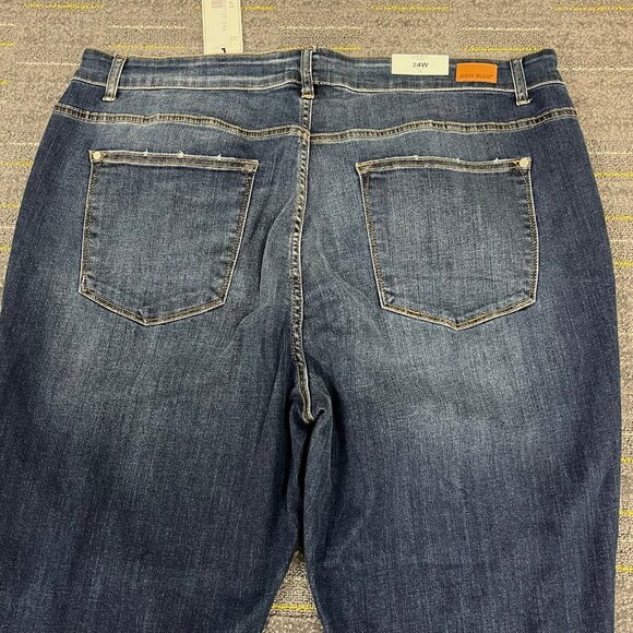NWT Judy Blue Womens Boyfriend Fit Jeans Size 24W High Rise Dark Wash Button Fly - Picture 7 of 11